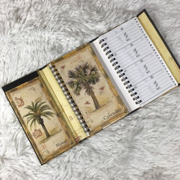 Palm Tree Travel Stamp Agenda Calendar Notes Trifold Magnetic Closure Planner - Picture 5 of 16
